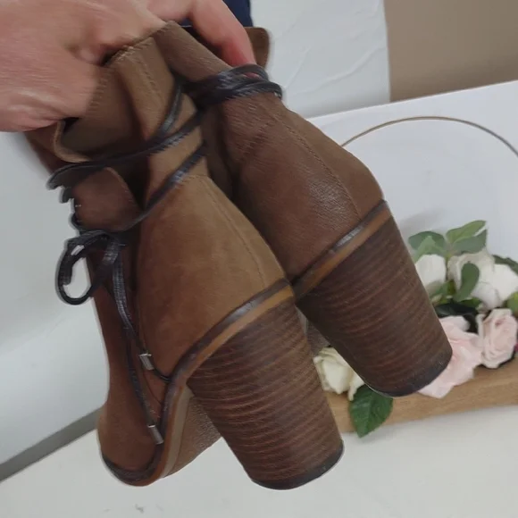 Franco Sarto Brown Lace Up Boots - Picture 6 of 8